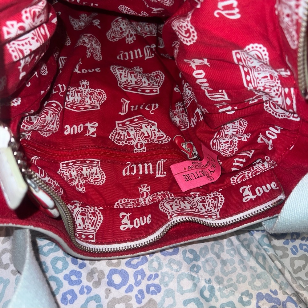Vintage Red Juicy Couture Purse Tote Bag Handbag Y2K Terry Cloth First Class - Picture 7 of 12